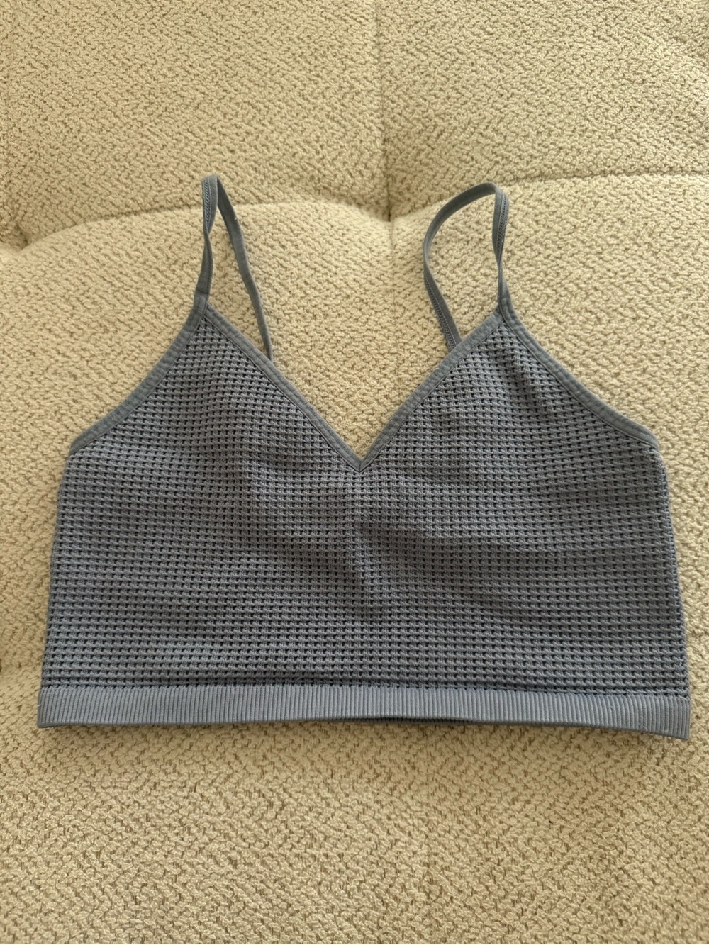 Bozzolo Gray Textured V-Neck Cropped Tank